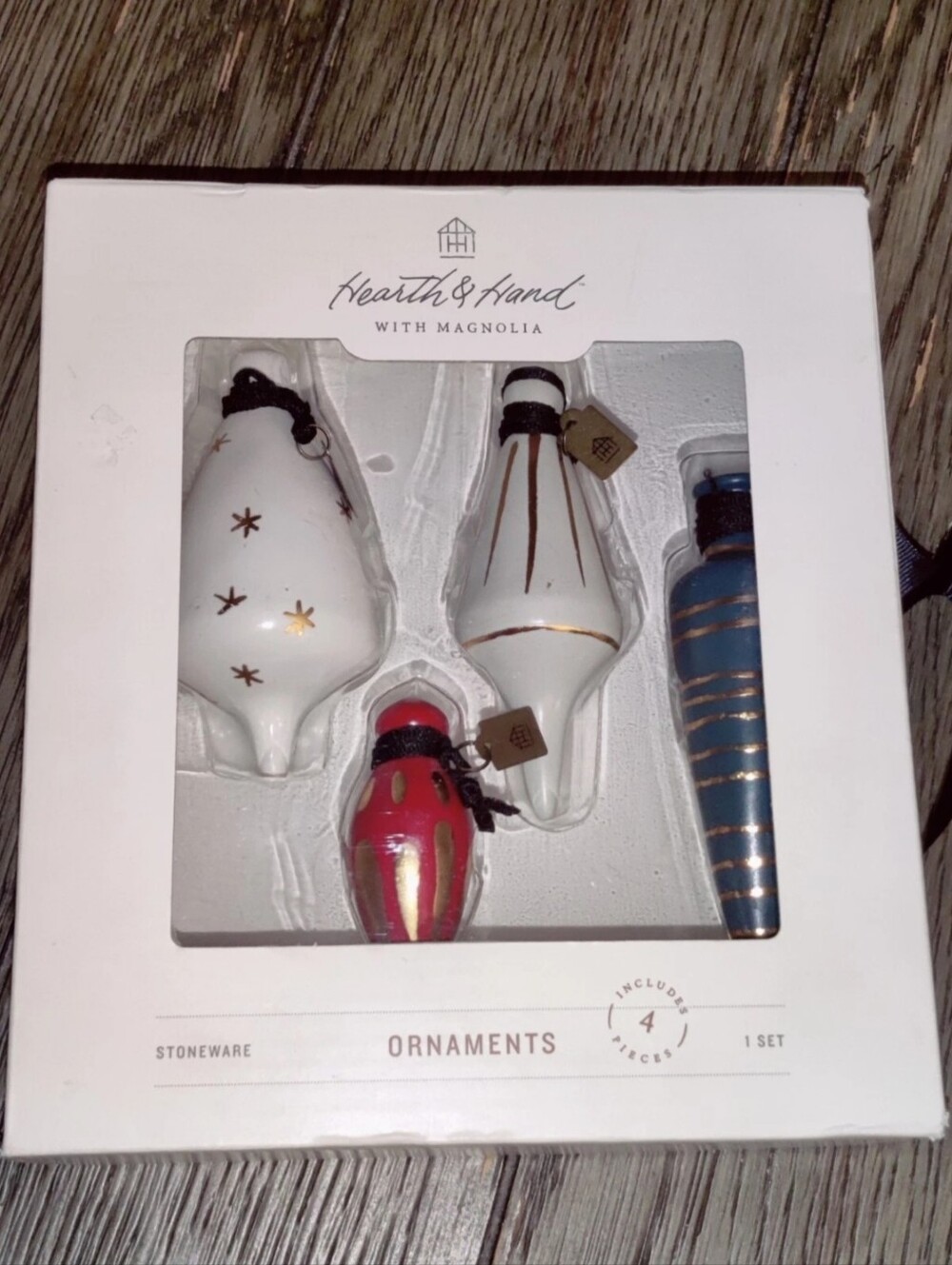 Hearth & Hand With Magnolia Christmas Tree Stoneware Ornaments Set 2018 NIB
